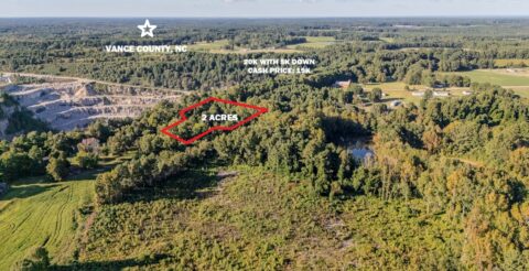 2 acre wooded property for sale in Vance County North Carolina - aerial overview