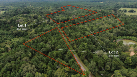 Aerial view of 14 acre land in Texas