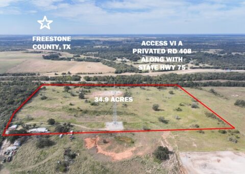 Property boundary view of 34.9 acre tract in Freestone County Texas